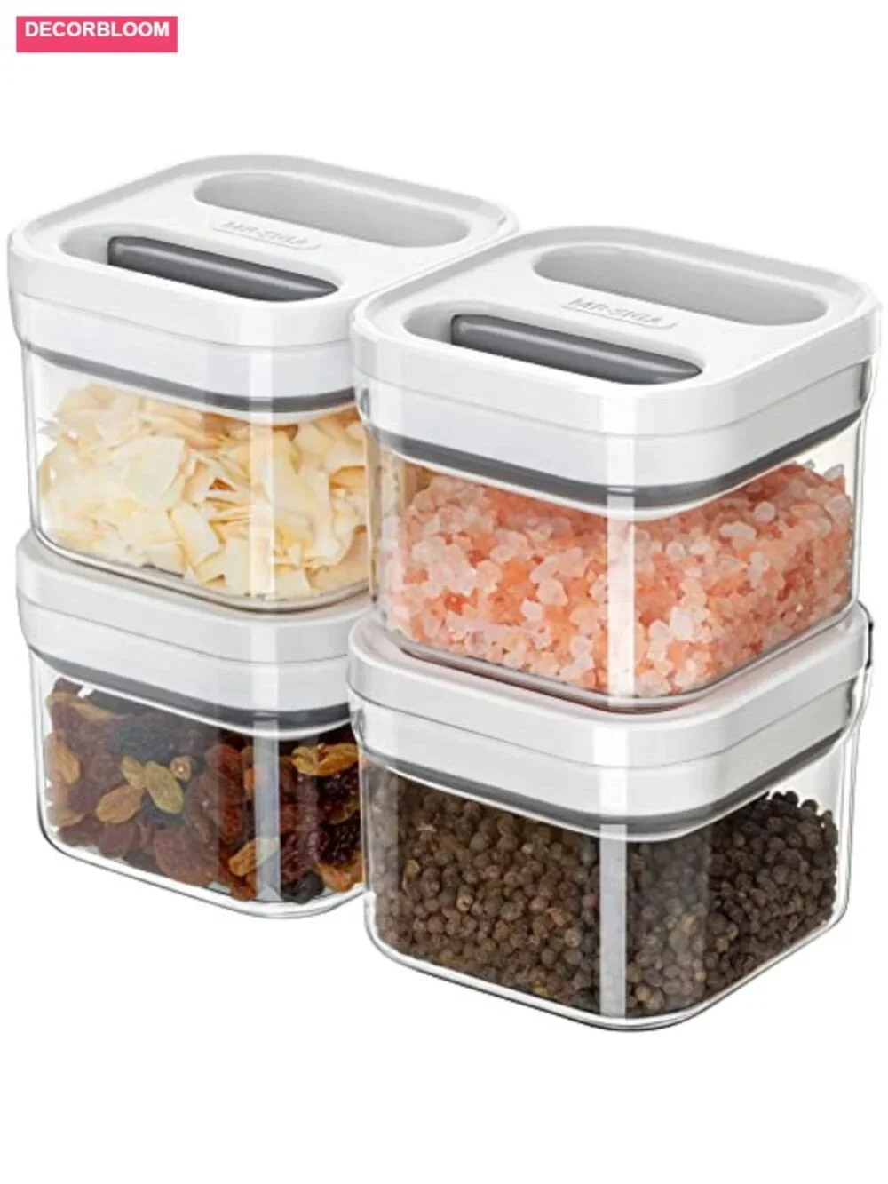 Airtight Food Storage Containers Set of 4 BPA-Free Stackable Pantry Canisters